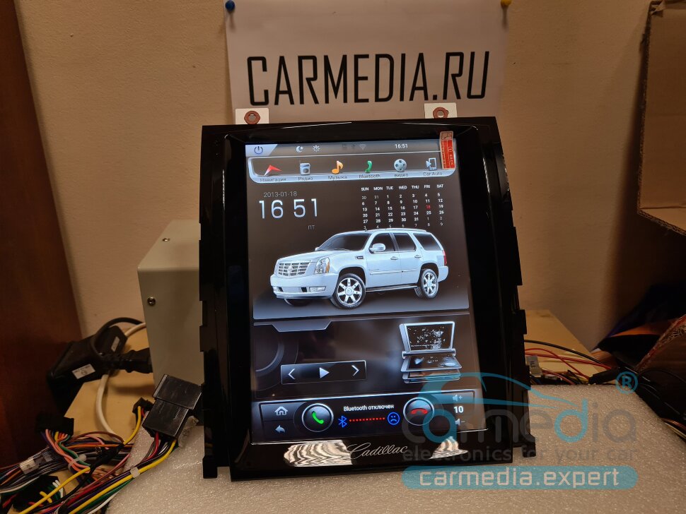 Магнитола Android для Cadillac Escalade, CARMEDIA NH-1001-P6-9 Tesla-Style