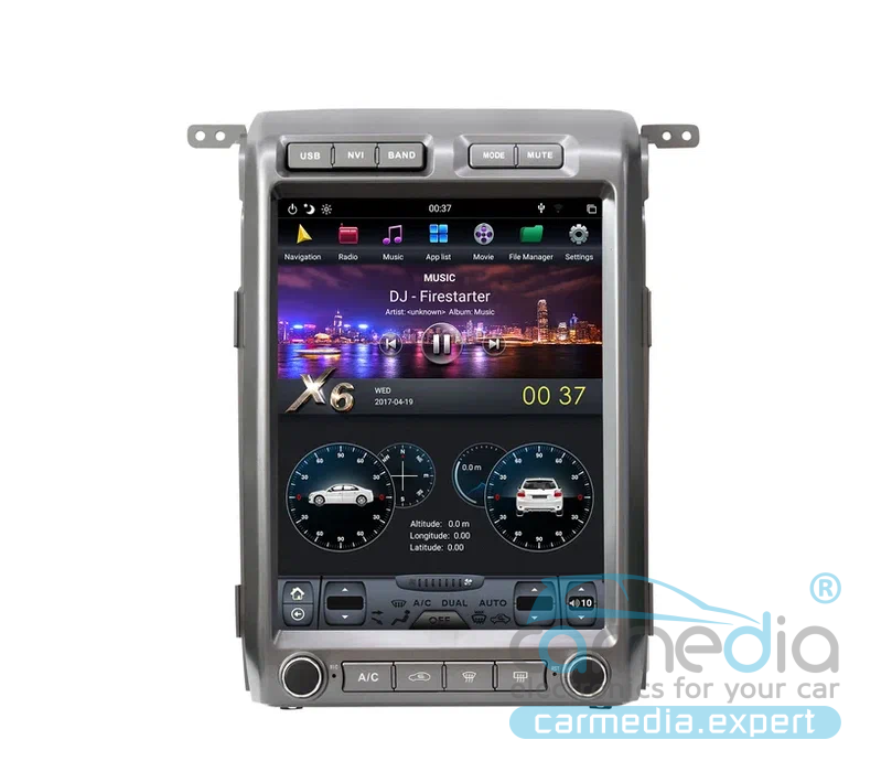 Магнитола Android для Ford F150 (2009-2014) компл. с климат-контролем, CARMEDIA ZF-1307A-DSP-X6-64 Tesla-Style