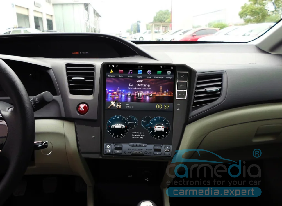 Магнитола Android для Honda CIVIC IX 2012-2013, CARMEDIA ZF-1030-DSP-X6 Tesla-Style