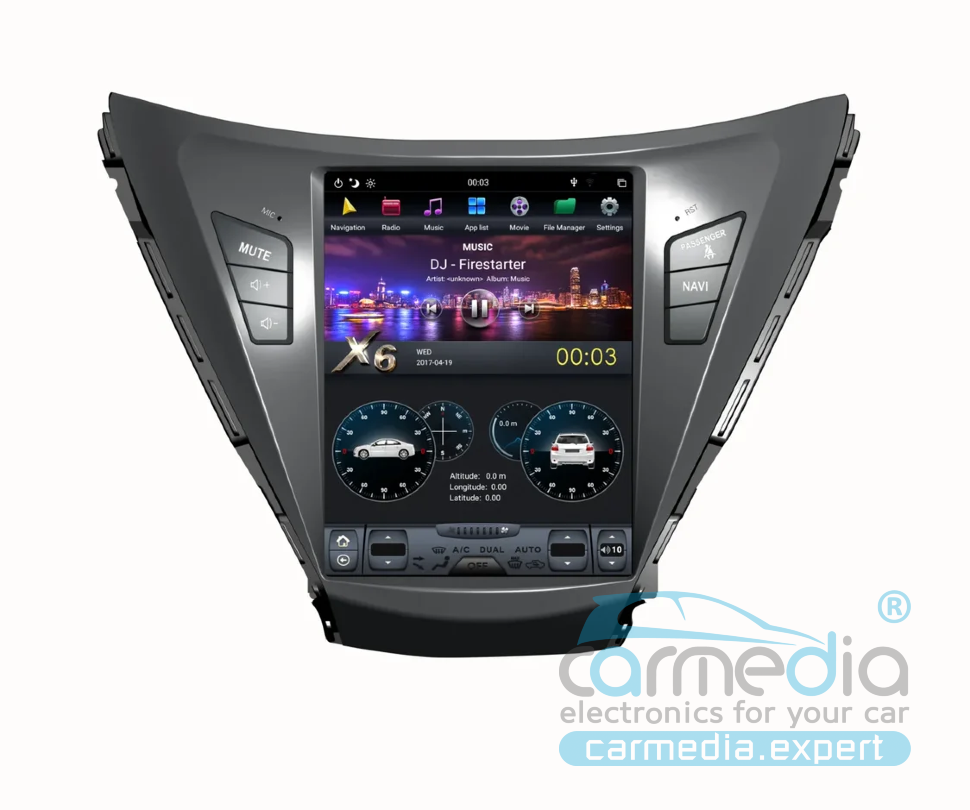 Магнитола Android для Hyundai Elantra 2011-2012/AVANTE 2011/I35 2011, CARMEDIA ZF-1153-DSP-X6-64 Tesla-Style