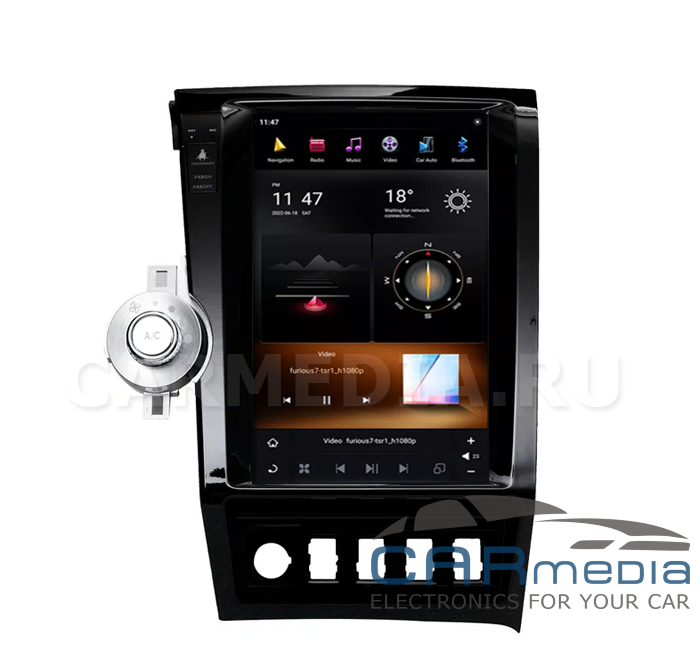 Магнитола Android для Toyota Tundra/Sequoia (2007-2013), CARMEDIA ZF-1818-Q6-DSP-8-128-LTE Tesla-Style